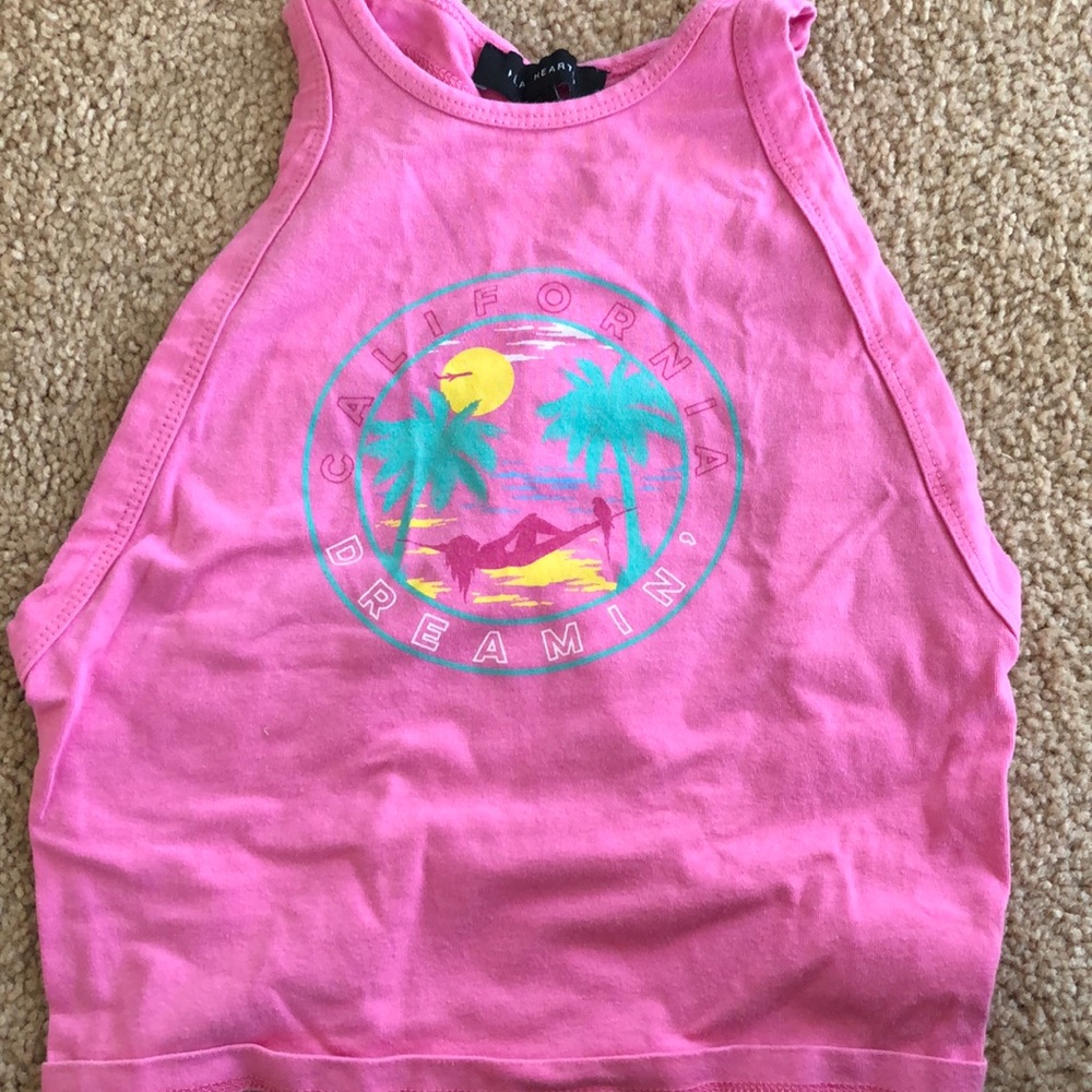Pink halter crop top